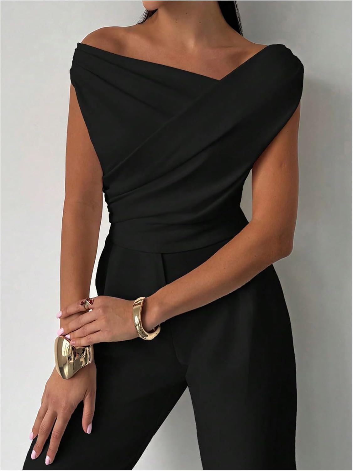 Women's Off The Shoulder Wrap Tank Top Sleeveless Tight Elegant Formal Party Going Out Tops - Image 4
