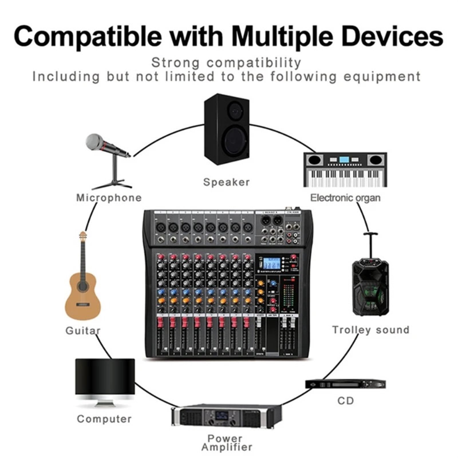 DJ-Controller Universal 8 Kanal Professionelle Audio Mixer Computer Bühne Aufnahme USB Soundkarte DJ Modell CT-60 CT-80 CT-120 CT-160(CT-80)