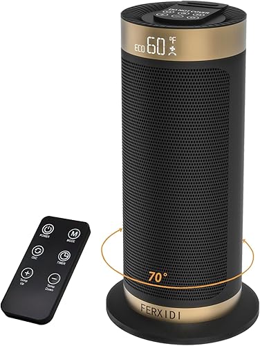 Calentador de espacio para interiores, calentadores de escritorio eléctricos PTC de 1500 W con termostato, oscilación de 70, temporizador de 1 a 12