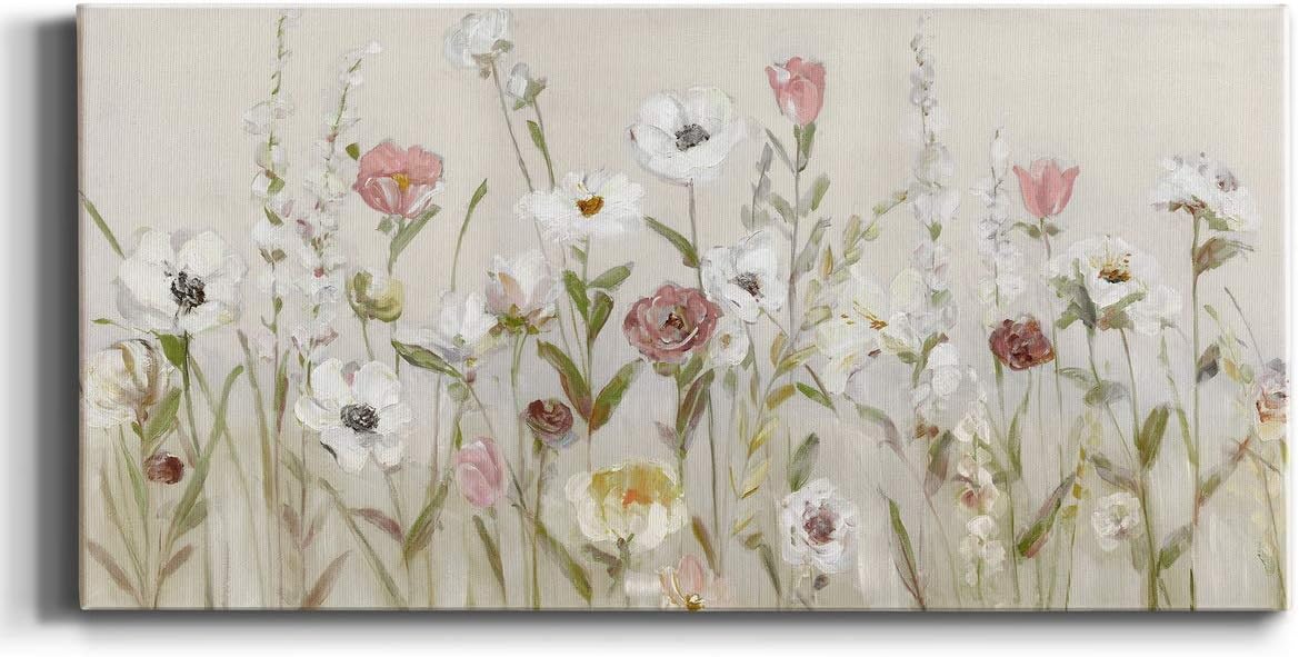 Renditions Gallery Floral Wall Art, Wall Décor Canvas, Classic, Geometric, Abstract, Cape Cod Style, & Country Chic, Ready to Hang - Bloomin Around 20X40