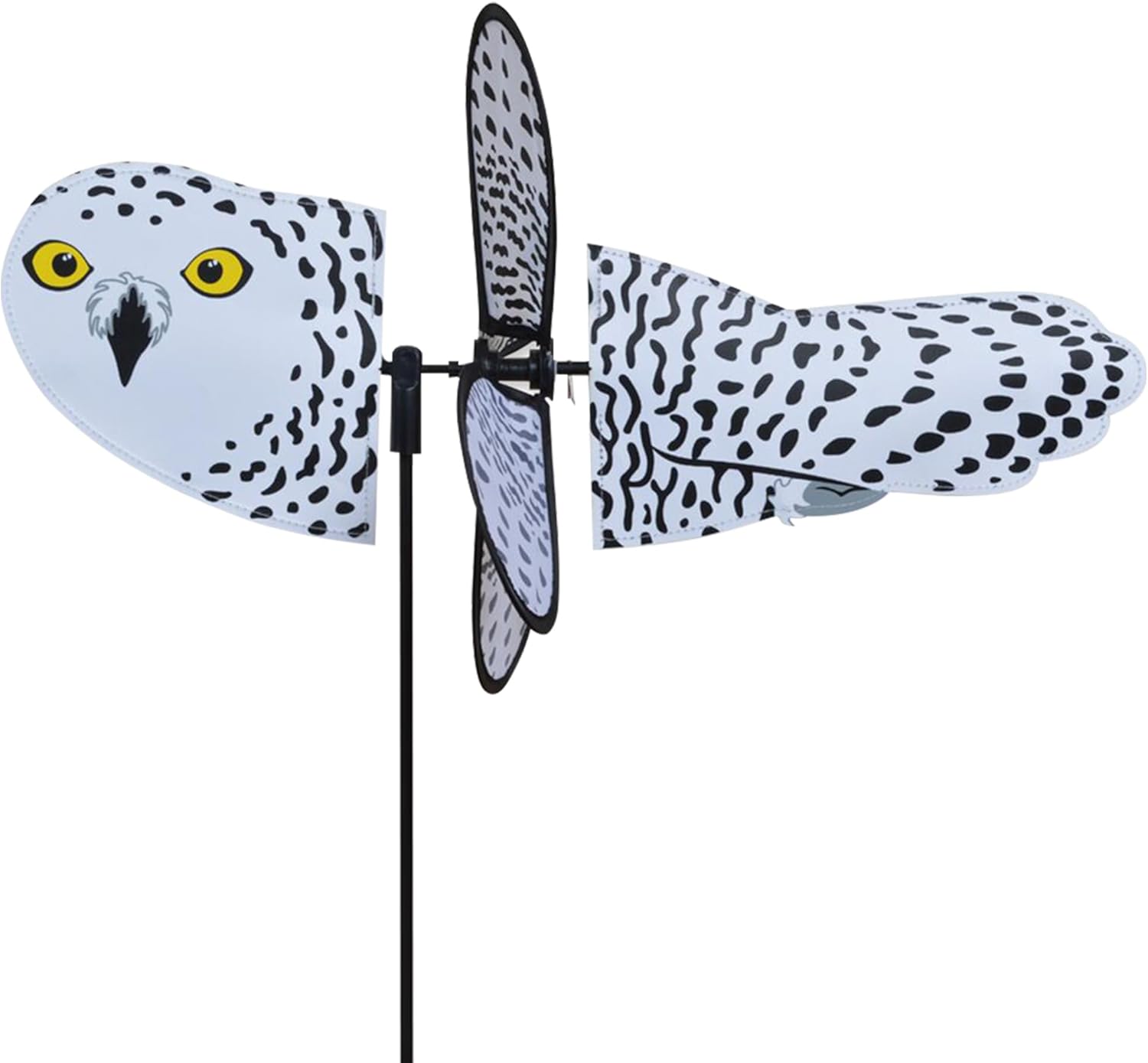 Premier Kites Petite Spinner Snowy Owl – Whimsical Wind Spinner for Yard & Garden, Durable Weather-Resistant Fabric, Easy to Assemble, Outdoor Decor for Patios, Lawns, Yards, & More