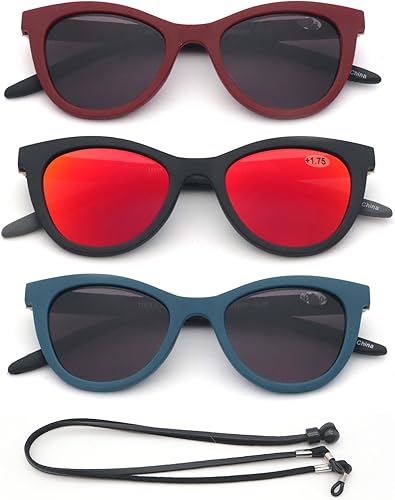 Paquete de 3 lentes de lectura con bloqueo de luz azul para mujer, marco de ojo de gato de diseño, lectores de computadora para mujer