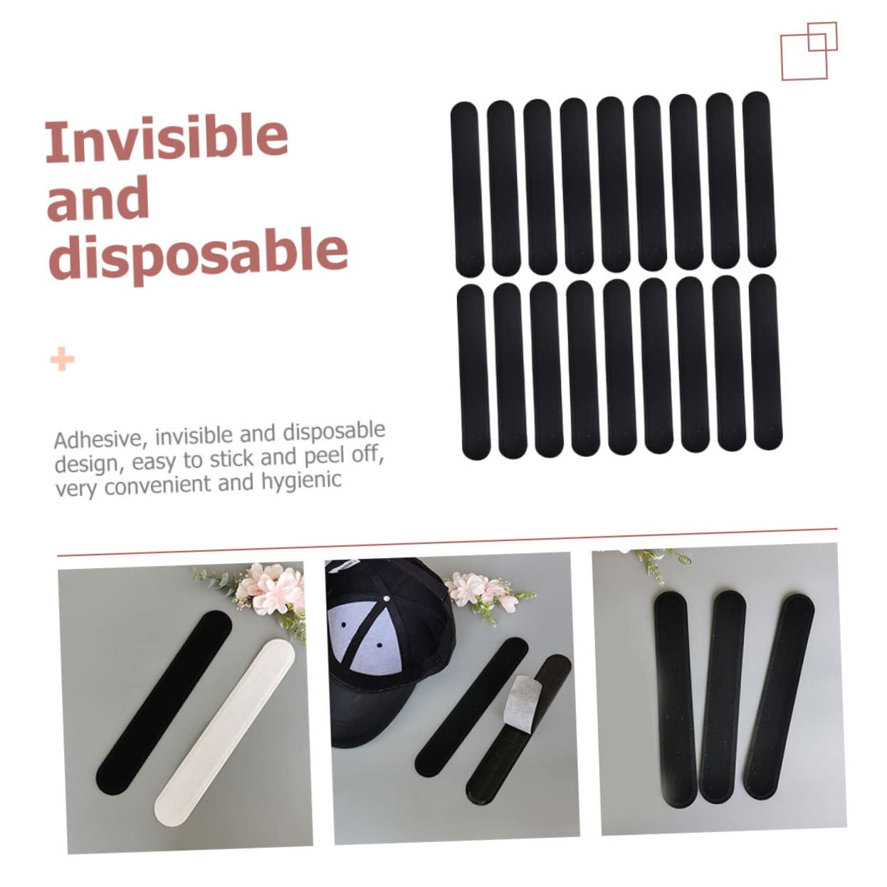 Adesivi assorbore di sudore per cappello Fasce per fodera per berretto estivo Fascia per il sudore Visiera Riduttore di dimensioni per cappello Strisce adesive che assorbono il sudore  36