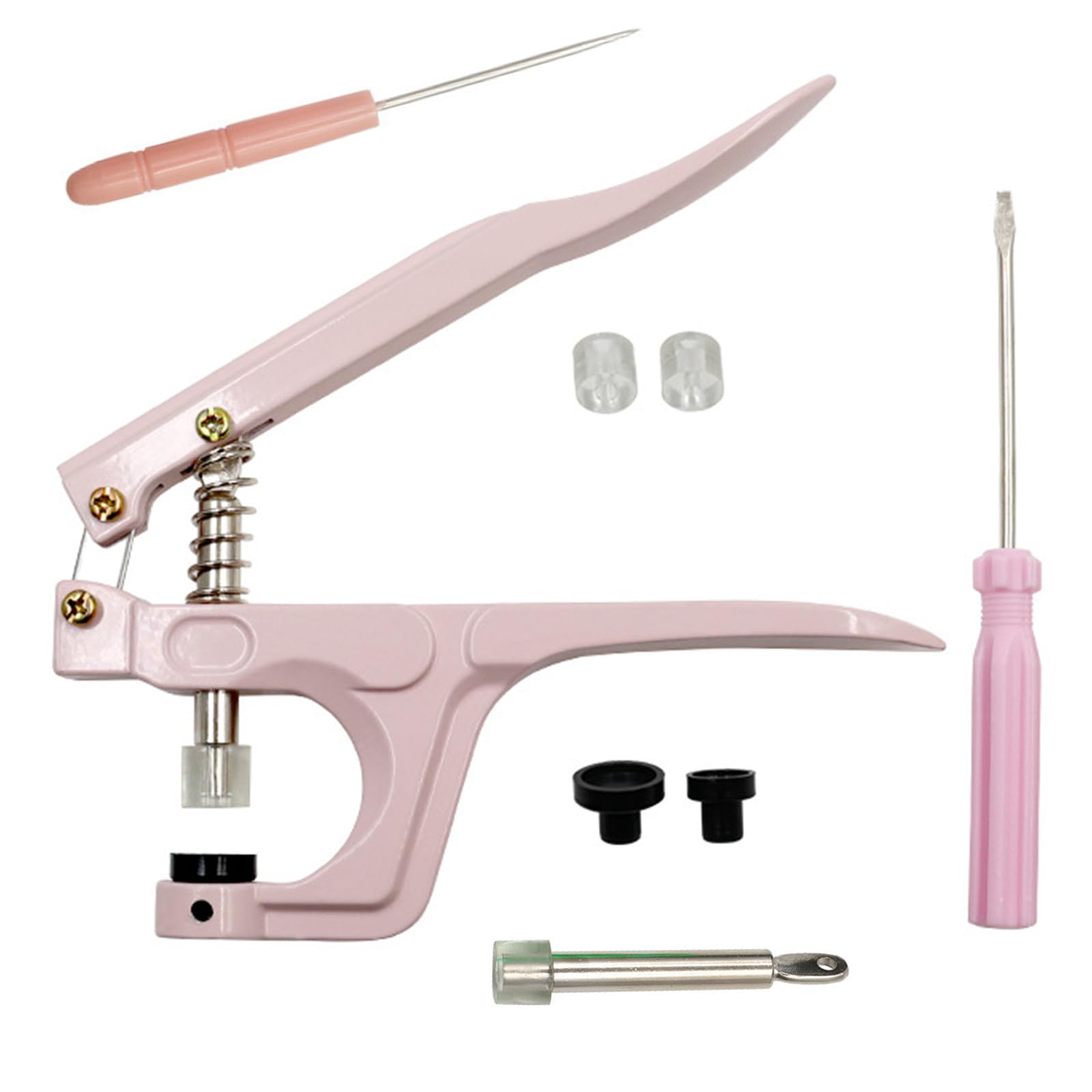 スナップボタン プラスナップ T3/T5/T8対応 スナップボタンハンドプレス手芸手芸縫製用 打ち具付き 操作簡単 DIY 手作り (ピンク)