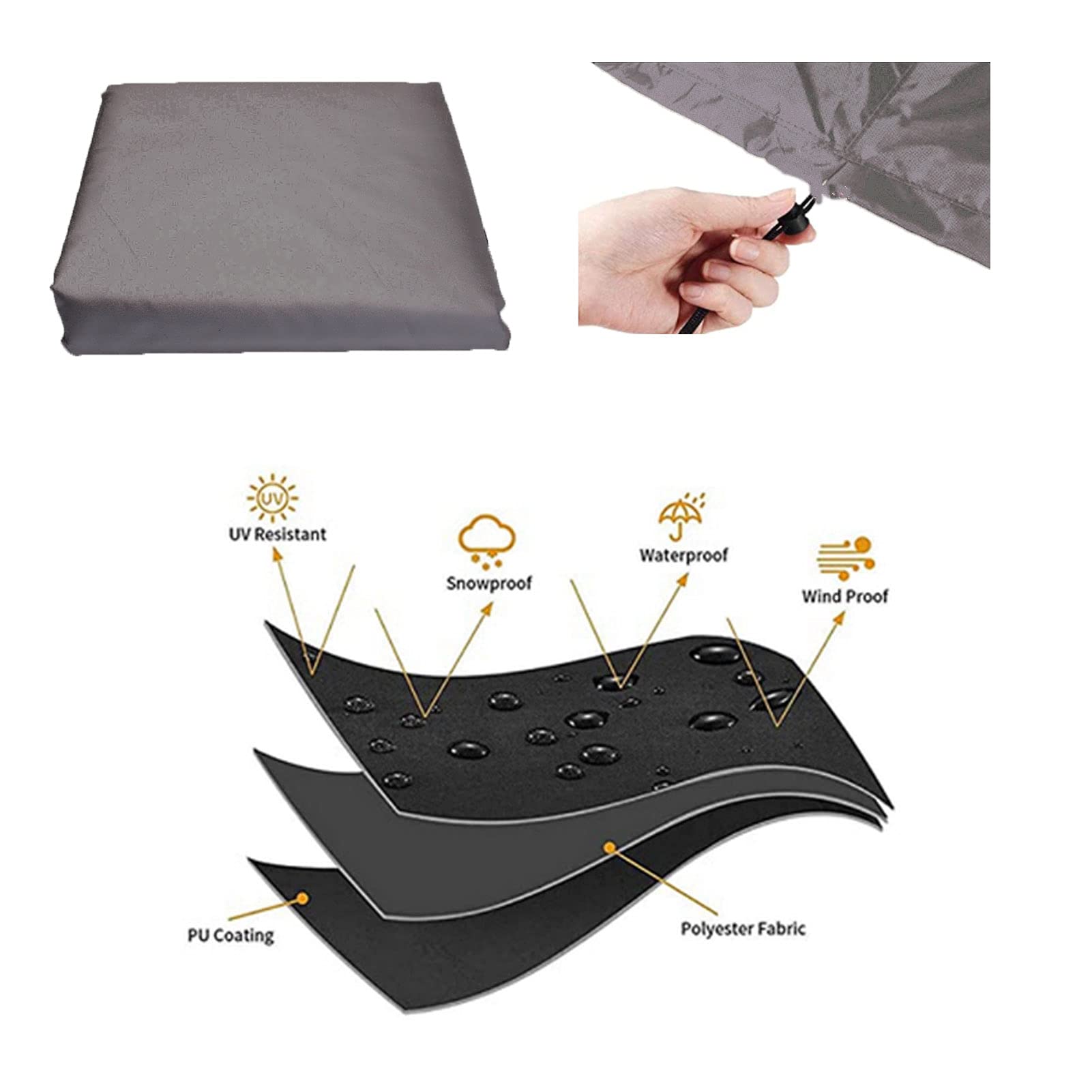 175x100cm Funda Muebles Impermeable 420D Oxford, Funda Protectoras Exterior Redond, contra el Polvo Anti-UV sin Decoloración Resistente a Prueba de Viento al Polvo