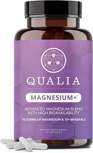 Qualia Magnesium+  Formulado por médicos. Fórmula premium  Alta biodisponibilidad  10 formas de magnesio y más de 70 minerales  Estado de ánimo