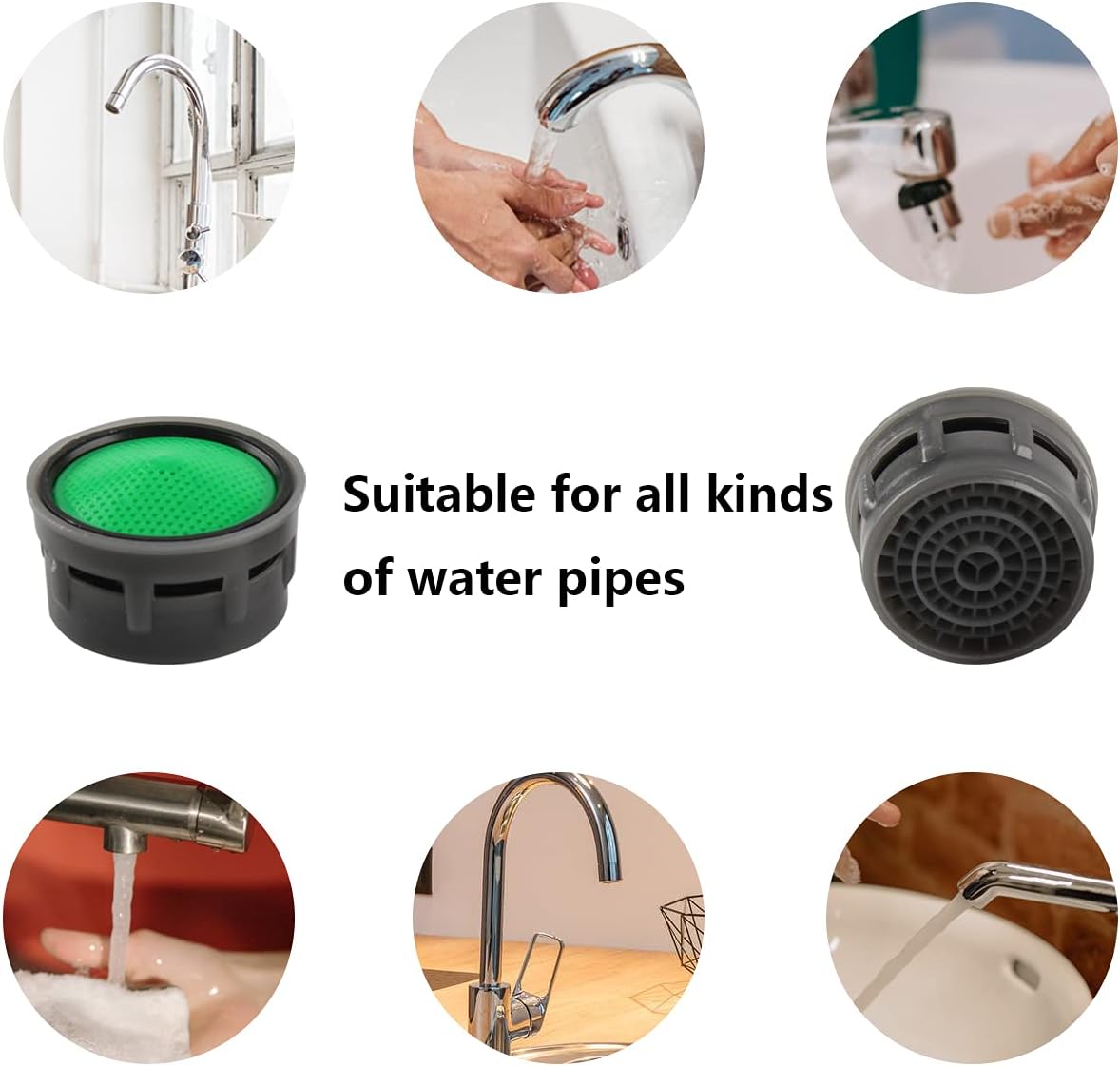 Zeaye 12 Pieces Faucet Aerators Water Tap Aerators Faucet Flow Restrictor Replacement Parts Insert Aerator for Bathroom or Kitchen,universal fit most standard 22 mm, 24 mm faucet - Image 4