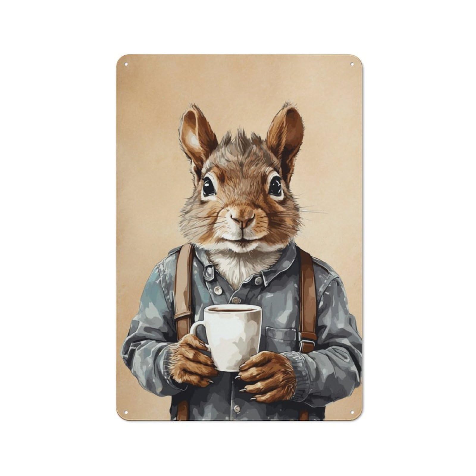 Junmoney Squirrel Retro Metal Plaque 30X20cm For Lounge Or Reading Corner, Winter Wall Decor For Reading Corner Decorators