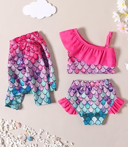 Kionio Baby Toddler Girl 18 24 Month Swimsuit 2T Girls Bathing Suit Swim Shirt Tankini Red Mermaid Long Sleeve Rash Guard Swimwear #TOP4