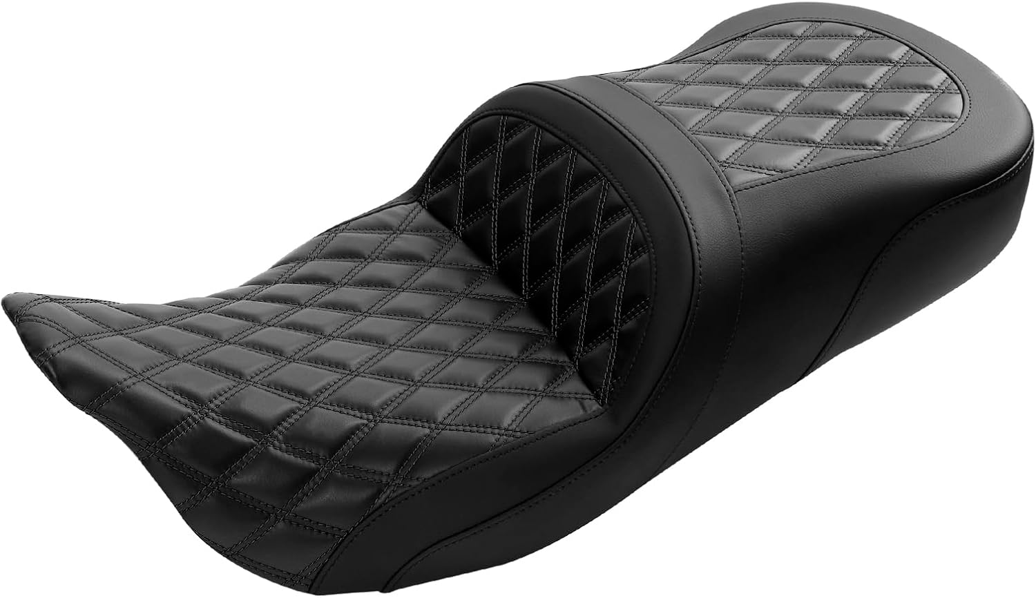 C.C. RIDER Black Driver Rider Passenger Seat, 2-Up Short Rider Friendly Seat Fit for Harley Touring Road King Street Glide Road Glide Electra Glide 2009-2023