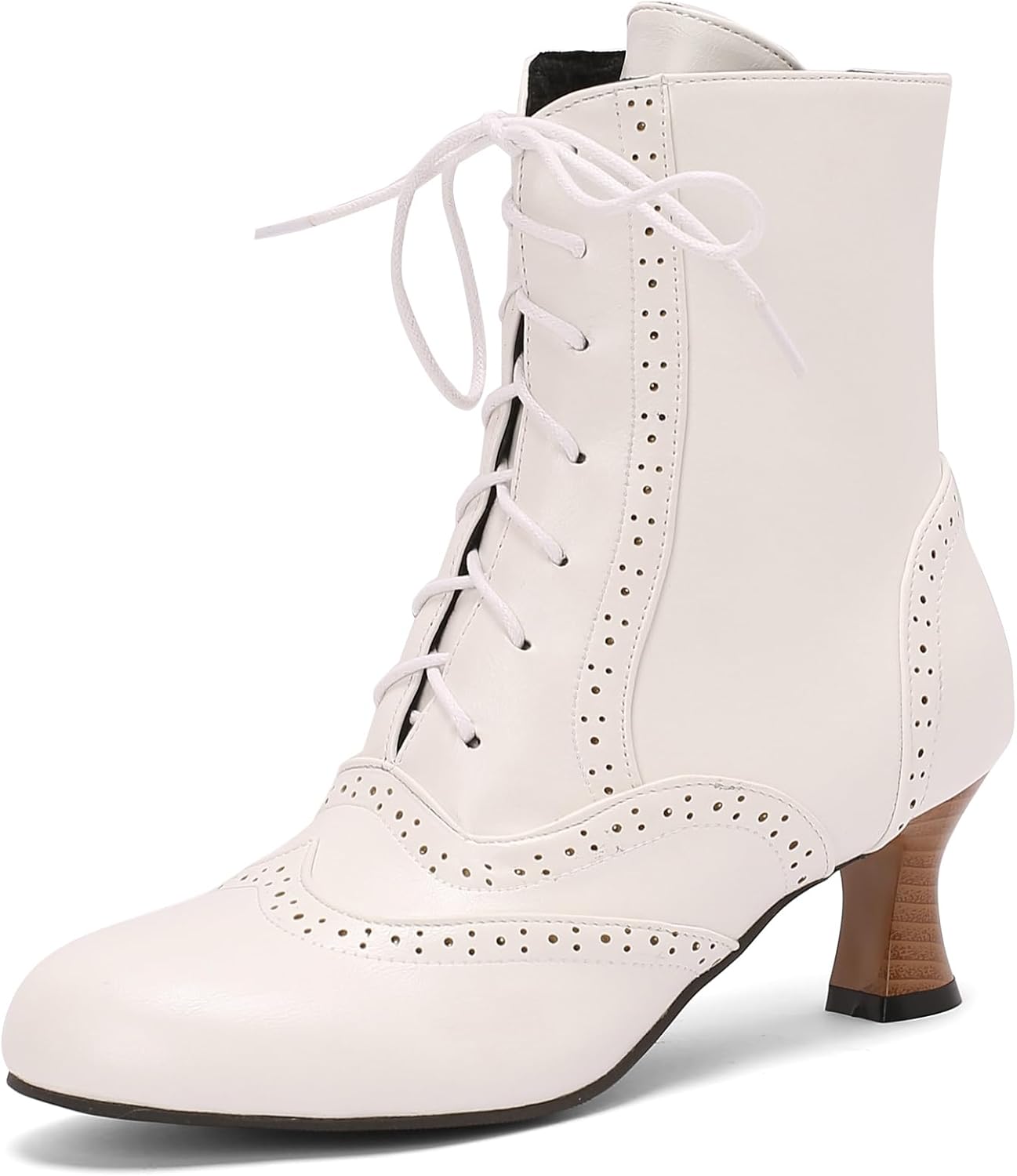 Victorian Boots for Women Vintage Lace Up Ankle Boots Costume Goth Booties Halloween Witch Stuff Cuban Heel Granny Boots