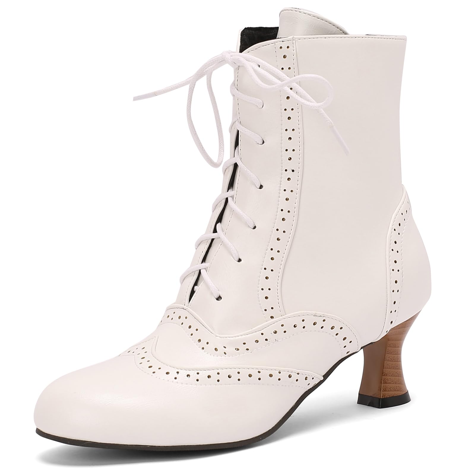 Victorian Boots for Women Vintage Lace Up Ankle Boots Costume Goth Booties Halloween Witch Stuff Cuban Heel Granny