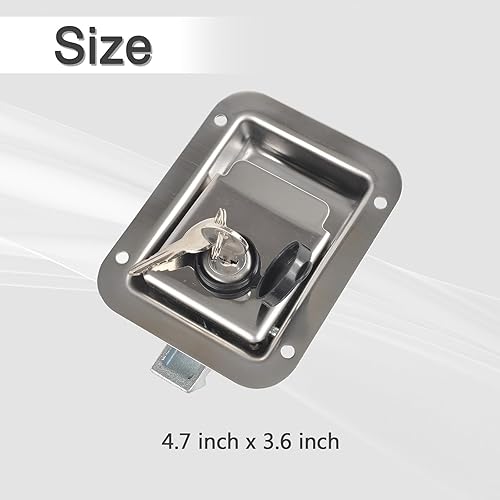 Miniatura 9 de Caja de herramientas de camión con pestillo de paleta de repuesto de 4-38 x 3-14 pulgadas con 2 llaves de acero inoxidable para RV, remolque, UTV,