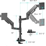 ARES WING Dual Monitor Arm for 17-49 Inch Ultrawide Monitors, Black | Heavy Duty Monitor Mount Holds 44 lbs/Arm, Gas Spring Vertical Monitor Mount, with pole, 75/100 VESA Mount