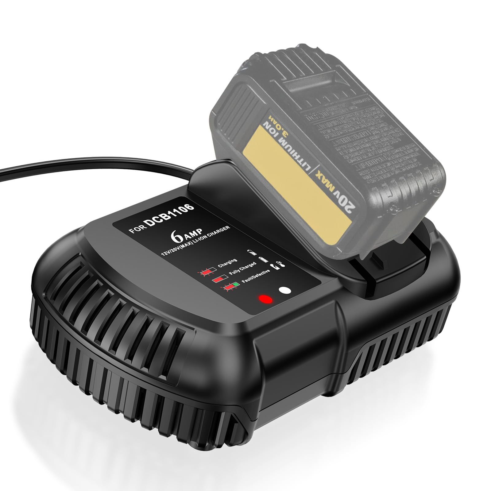 Photo 1 of **UNTESTED**
DCB1106 6AMP Super Fast Charger Compatible for DeWalt 20V/60V Max Battery DCB206 DCB208 DCB205 DCB606 DCB609 DCB612 DCB182 DCB183, Compatible with DeWalt 20V Charger DCB104 DCB107 DCB115 DCB118lpno487660897