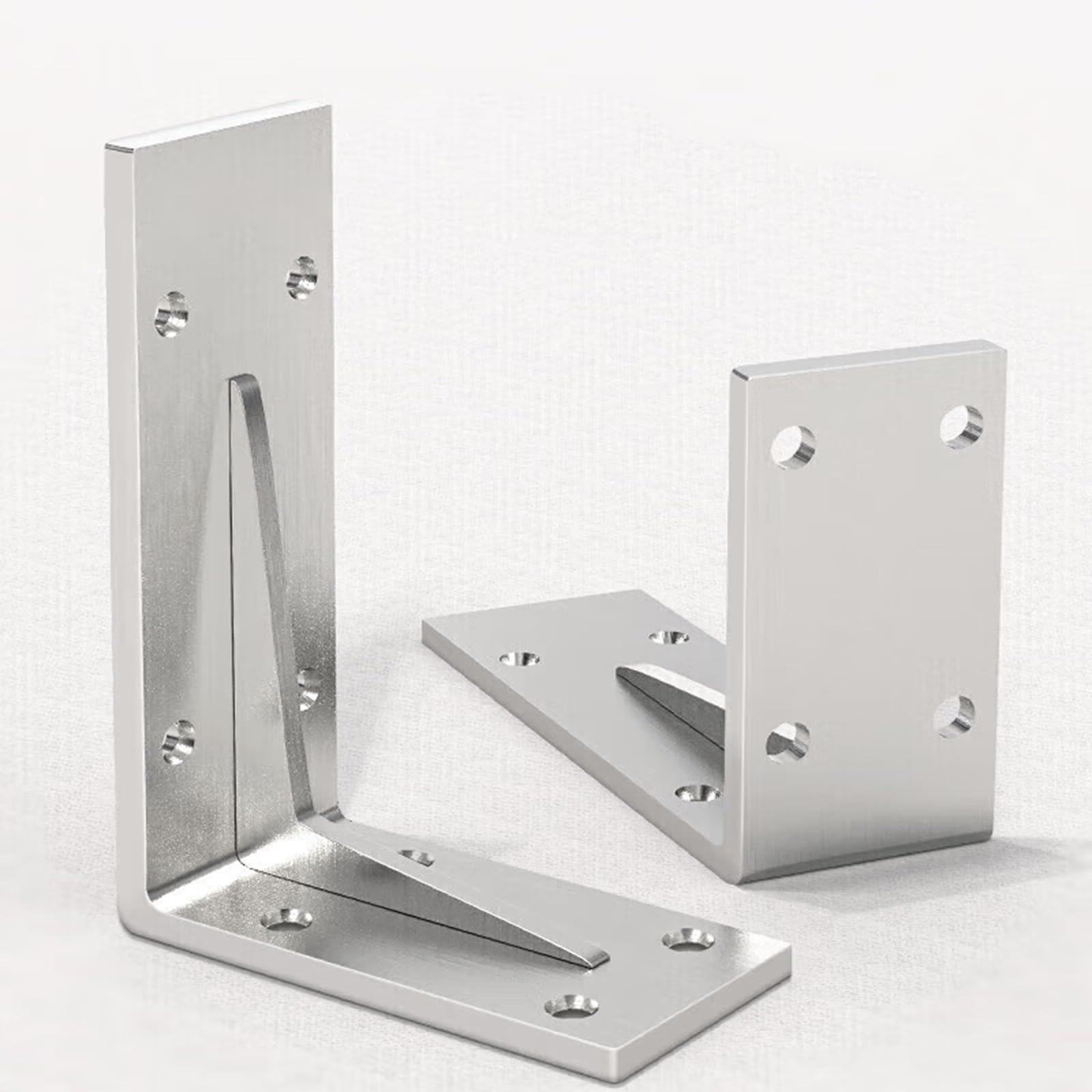 Confezione da 2 staffe per mensole da parete resistenti, ad angolo retto di 90 gradi, supporti per mensole e librerie, include viti con finitura argento (250 mm x 140 mm)