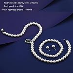 Pearl Necklace Set for Women, 8MM Dainty Round White Shell Pearls Choker Necklace Bracelet Stud Earrings Jewelry for Women Gift for Mother's Day, Anniversary, Birthday, Wedding