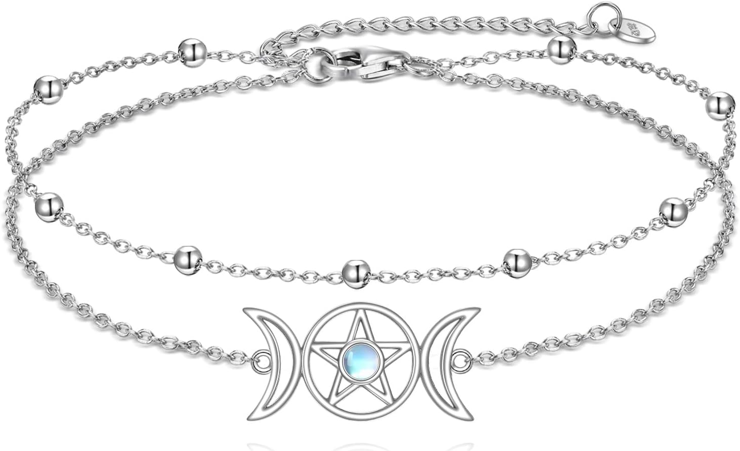 925スターリングシルバー 猫 蝶 アンクレット 二層チェーン ガールズ 誕生日プレゼント レディース アンクルブレスレット 夏 ビ