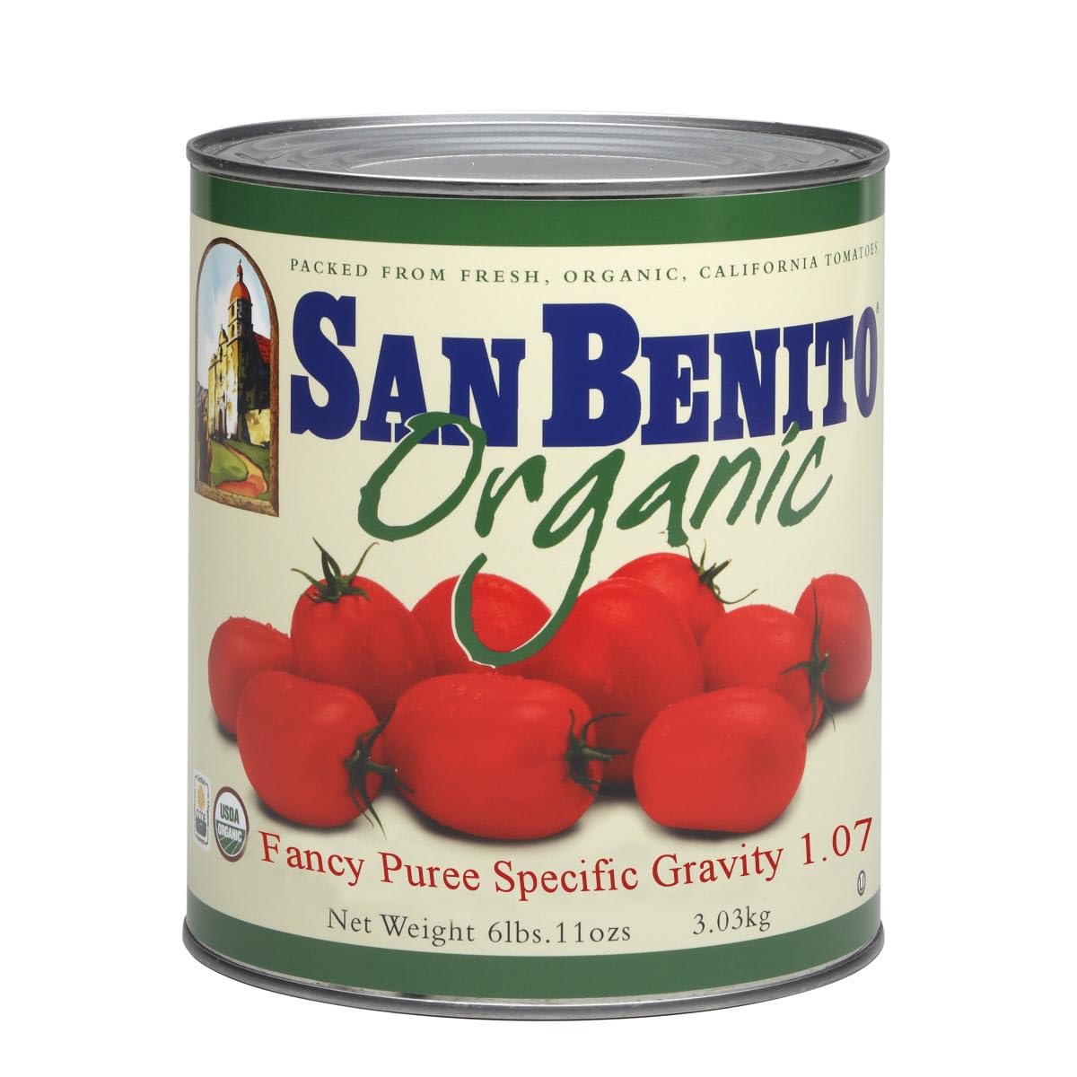 San Benito Organic Canned Tomato Puree - (6 x 10 Lb Cans)