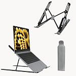 Support pour ordinateur portable pour bureau 10-Level Riser pour ordinateur portable réglable Dissipation de chaleur ventilée Support portatif pliable Compatible avec MacBook Air Pro HP Dell Lenovo iPad Accessoire pour tablettes (8-16) (Pink)
