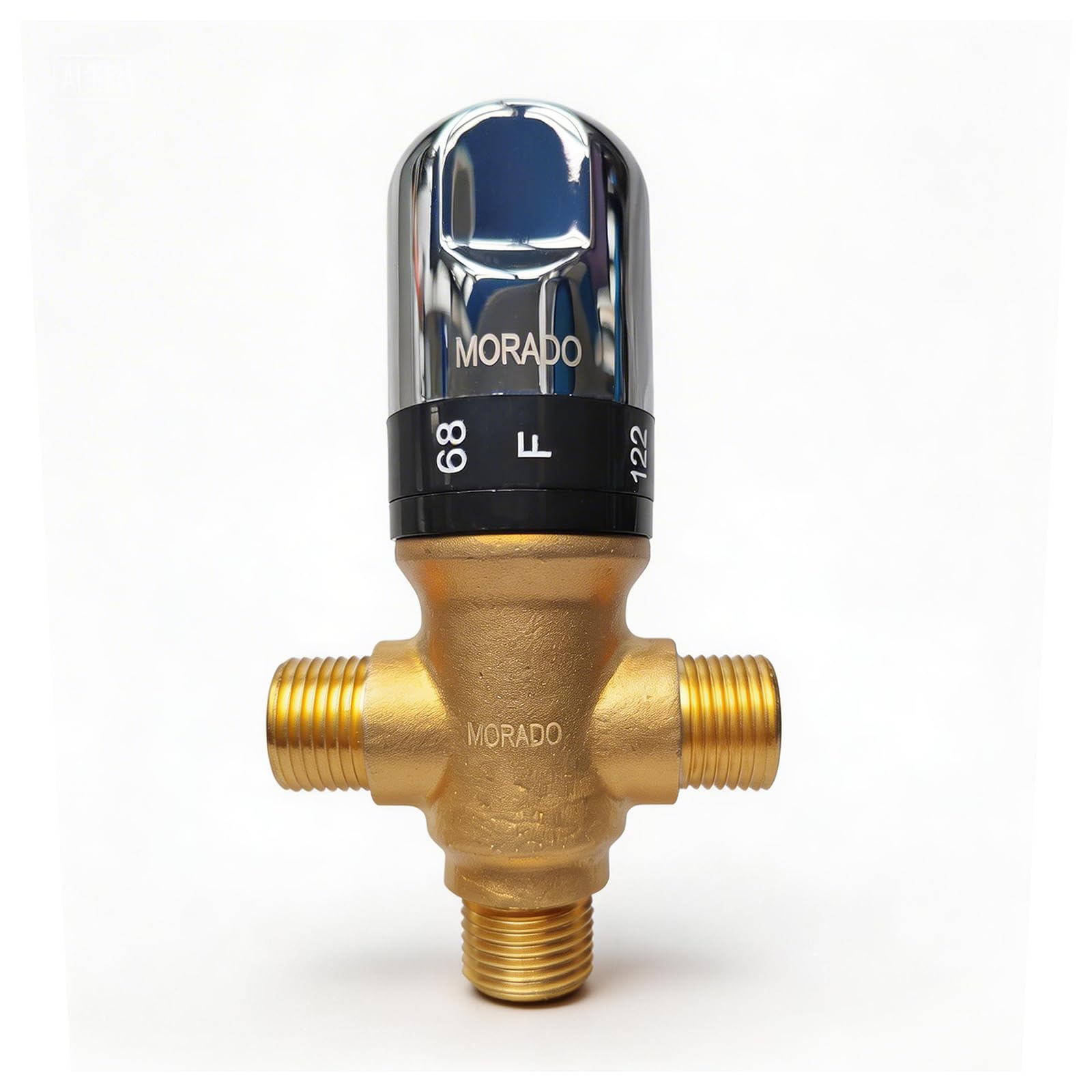 Morado Valvola termostatica Mxiing con adattatore di collegamento maschio 1/2 NPT, valvola di controllo della temperatura dell'acqua, scala Fahrenheit, ottone massiccio