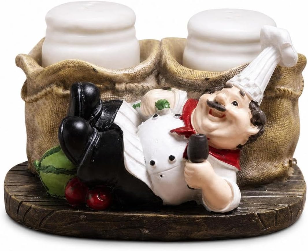 Jars Statue, Decorative and Pepper for Kitchen Counter and Dining Table, for Dining, Lying Chef Seasoning Jar