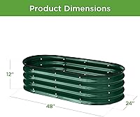 Vista 8 de Best Choice Products Cama de jardín elevada de metal para exteriores de 4 x 2 x 1 pies, maceta ovalada de raíces profundas para verduras, flores
