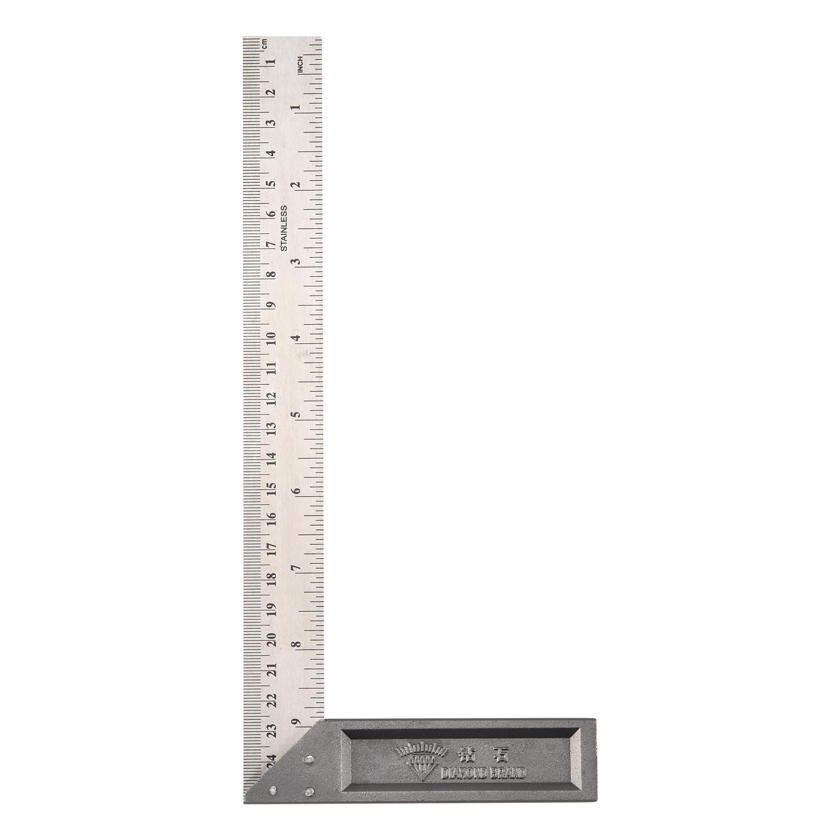 Aisuoka 90 Degree 25cm Length Stainless Steel L-Square Angle Ruler