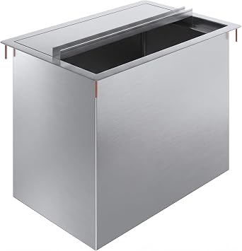 18 in. x 12 in. Stainless Steel Drop-In Ice Bin with Sliding Cover NSF | Drop In Ice Bin Chest