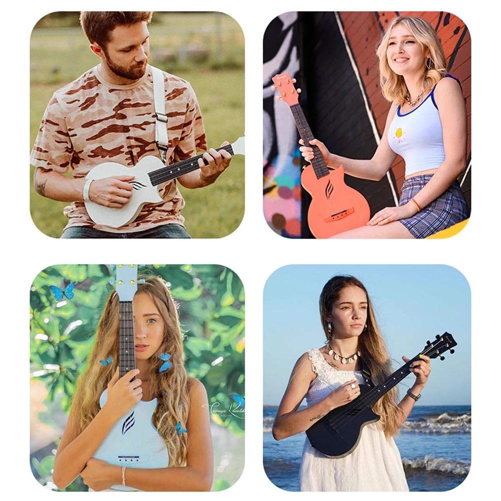 Ukelele Soprano De 23 Pulgadas Para Principiantes, Guitarra Hawaiana De Cuatro Cuerdas Con Funda, Cuerdas De Repuesto, Afinador Y Púas Para Adultos Y Adolescentes(Azul)