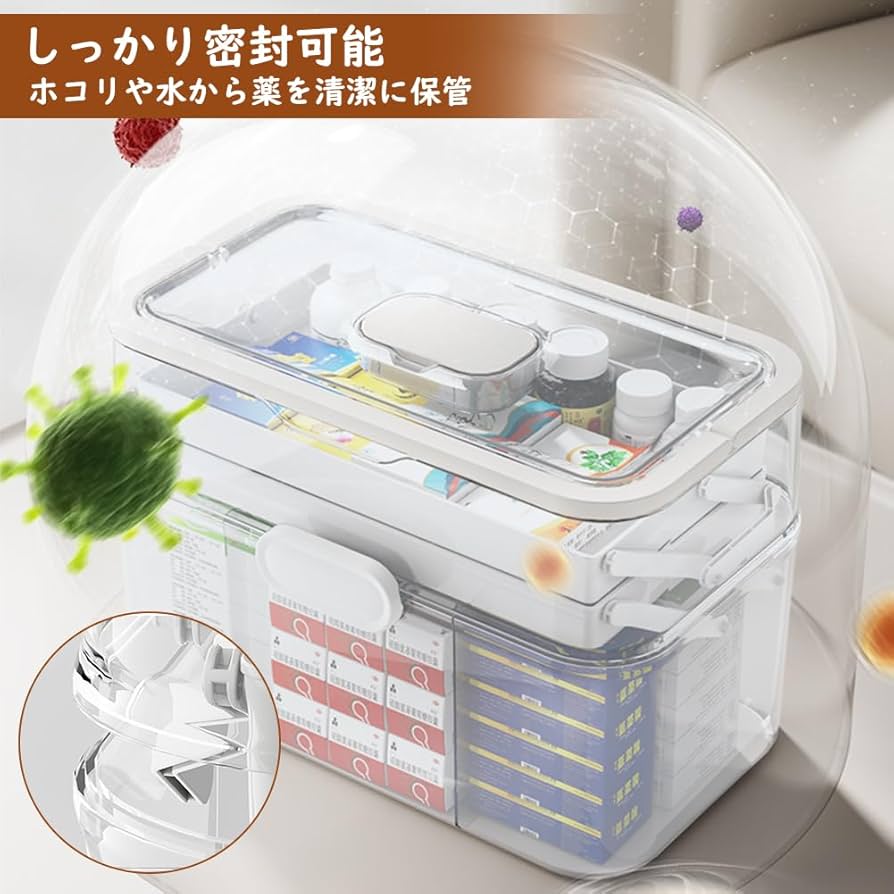 Amazon.co.jp: XLサイズ 救急箱 大容量 薬箱 3段 折り畳み 救急