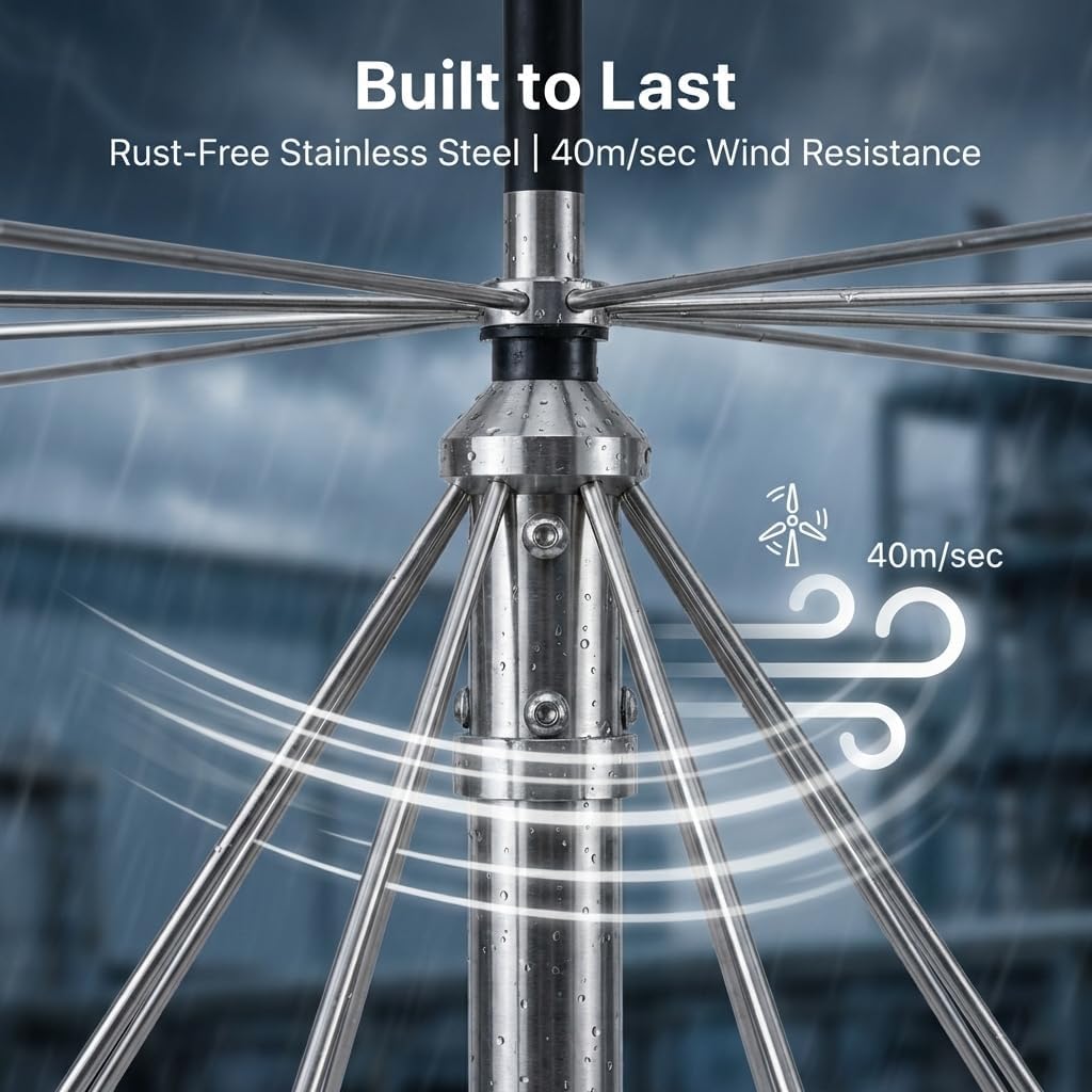 D3000N Discone Antenna 25-3000MHz, Wideband Scanner Antenna 200W, N-Type Connector, for Outdoor Ham Radio SDR Base Station