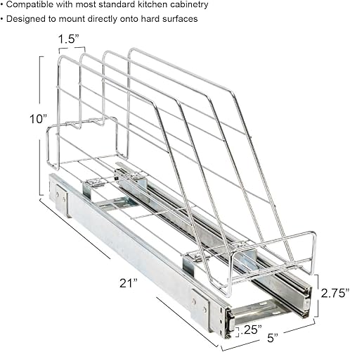 Miniatura 4 de Household Essentials Glidez - Organizador multiusos de acero cromado para almacenamiento extraíble y deslizante para utensilios de cocina y