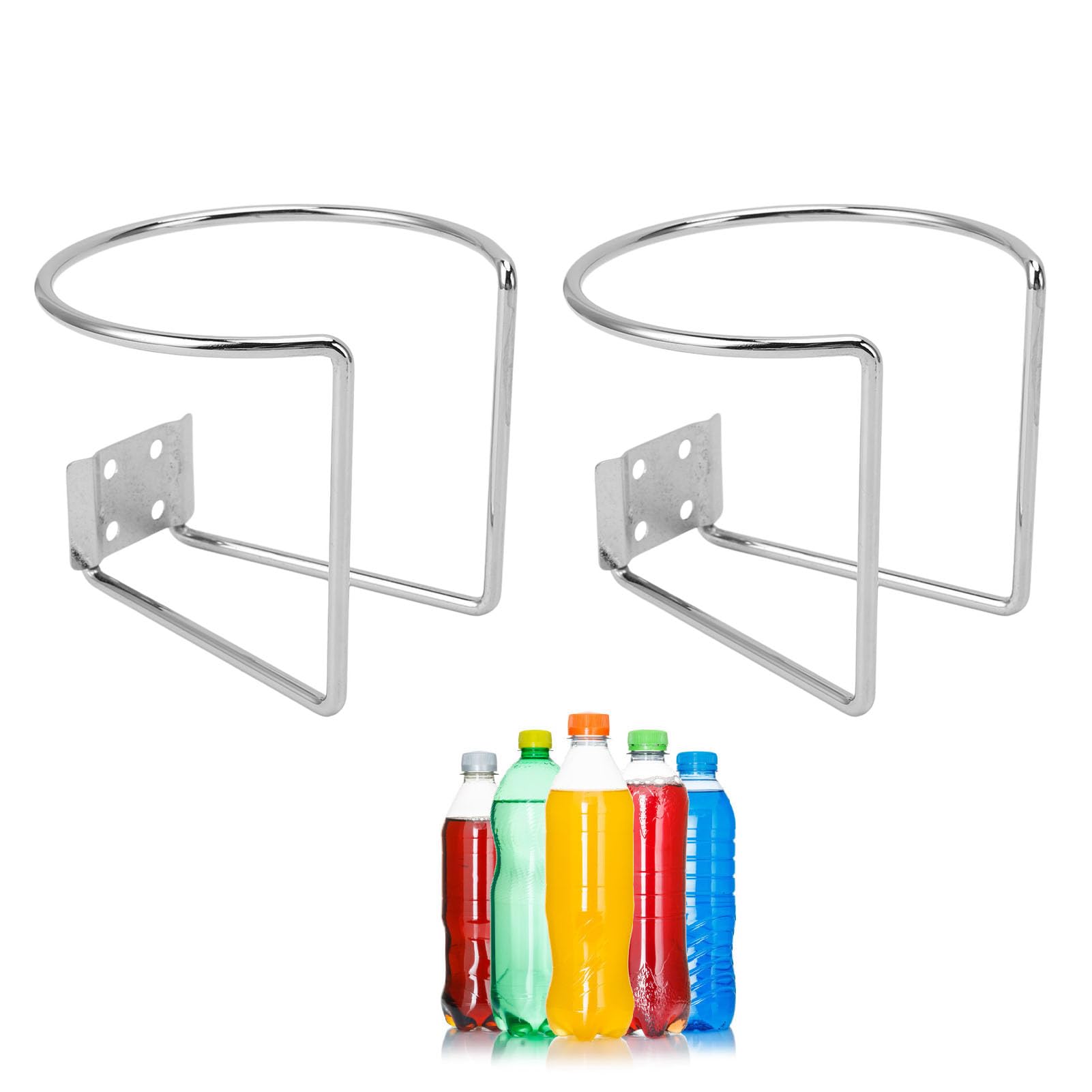 Portavasos De Pared Universal - Pack De 4 Unidades En Hierro Negro, Diámetro 8 Cm | Para Coche, Barco, Caravana, Oficina, Con Tornillos Incluidos