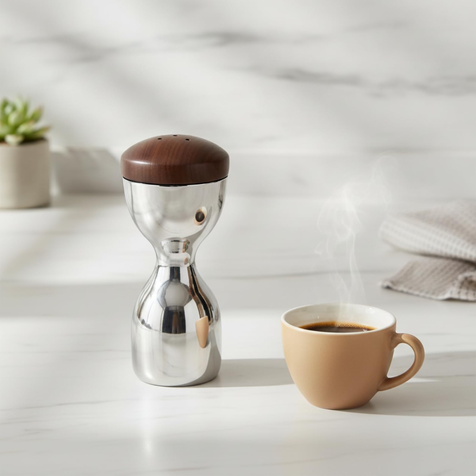 Dosatore con Tappo in Legno da Tavolo Spargisale Compatto Spargitore di Spezie per Angolo Caffè