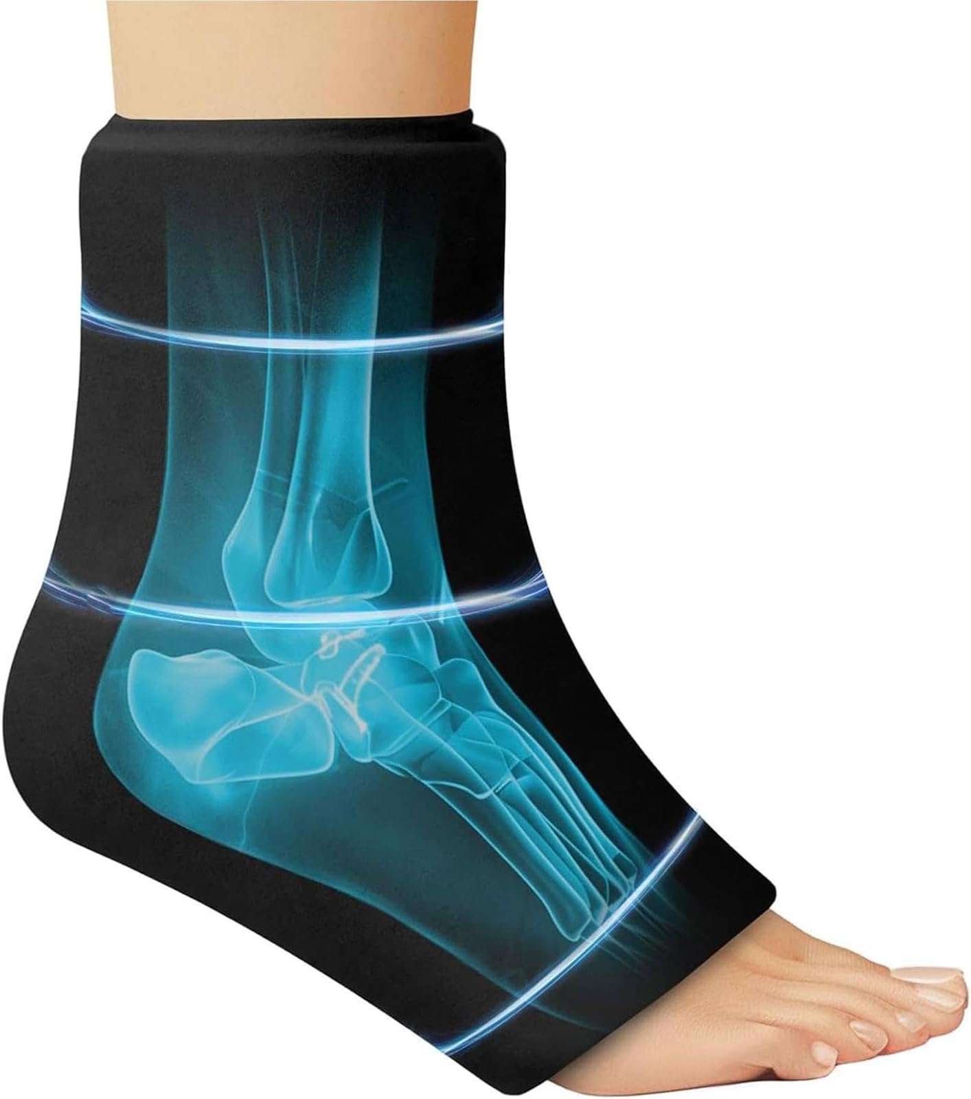 Ankle Foot Ice Pack Wrap for Injuries, Reusable Gel Ice Pack for Hot & Cold Therapy, Cold Therapy Compression Sleeve for Achilles Tendonitis, Plantar Fasciitis, Swelling, Sprained, Pain Relie (L)