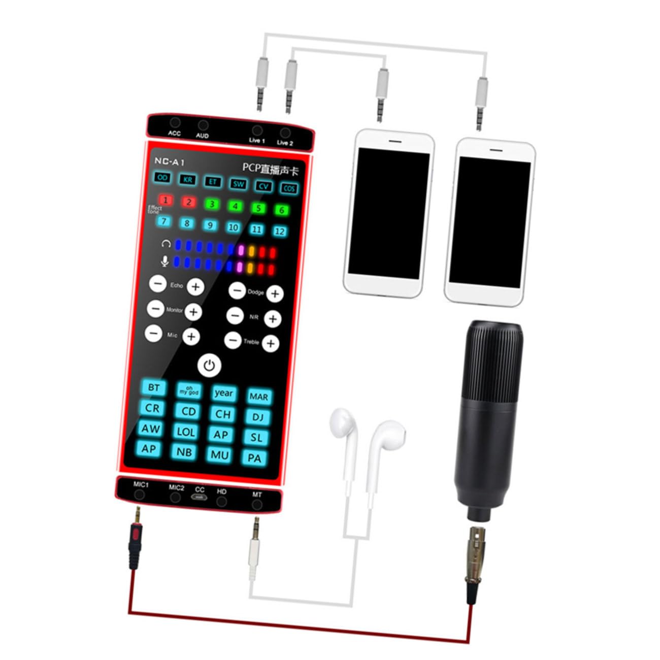 jojofuny Cambia Voce Per Scheda Audio Per Streaming Live Mixaggio Di Schede Audio Esterne Strumento Di Modifica Della Voce Del Computer Per La Riduzione Del Rumore Riverbero