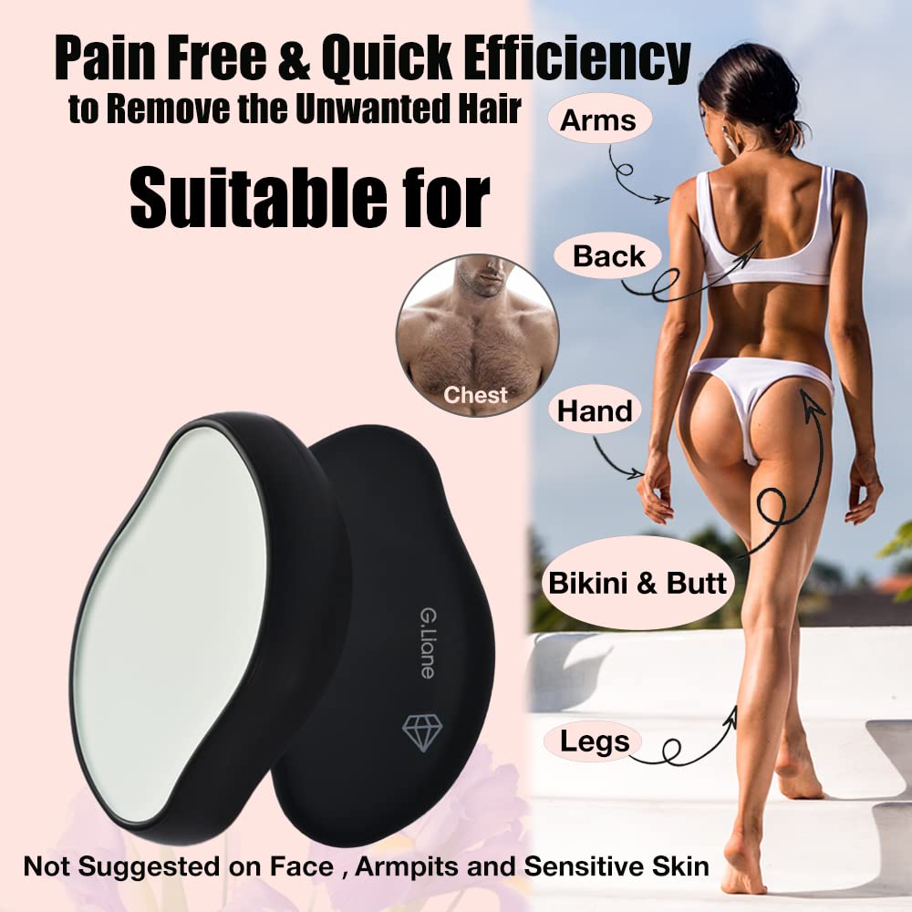 G.Liane Crystal Hair Eraser,Painless Glass Hair Removal,Magic Nano Hair Remover Stone,Reusable Epilator for Women and Men (Black) - Image 3
