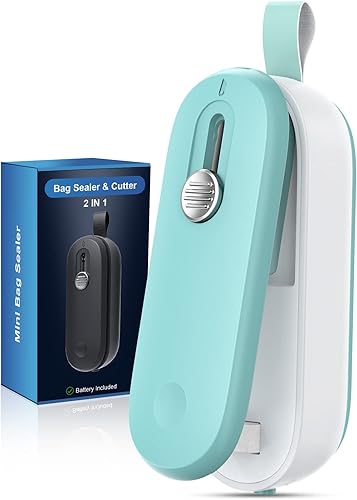 Mini sellador de bolsas sellador portátil al vacío sellador térmico 2 en 1 y cortador con cordón máquina reselladora de bolsas de mano para bolsas