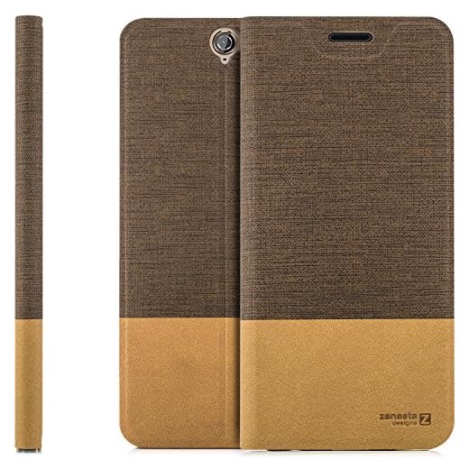 zanasta Designs väska HTC One A9 skal flip case slim skyddshölje mobilväska med kortfack, stativ funktion | ljusbrun