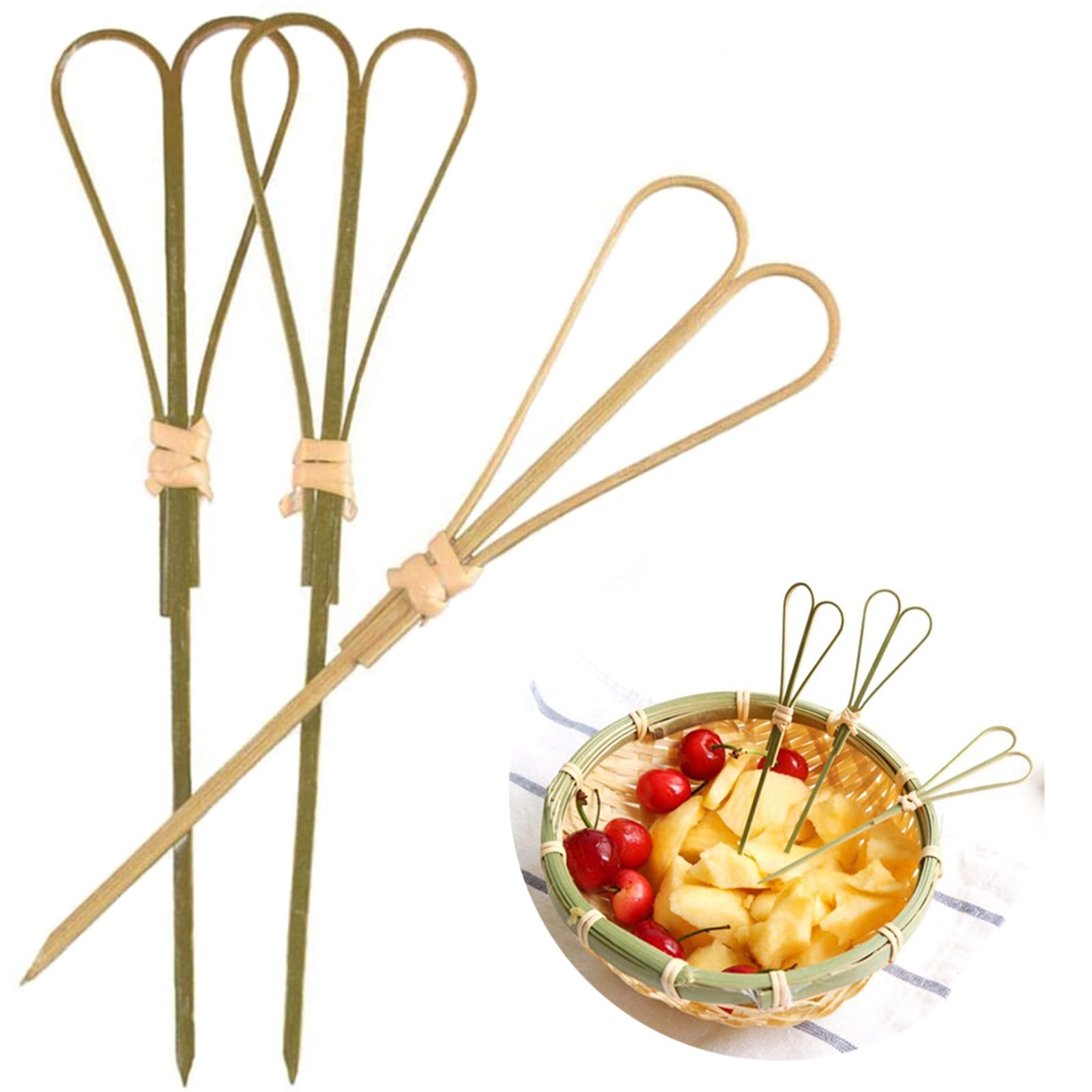 Lot De 100 Pics à Cocktail Hawaïens En Bois - 12 Cm - Décoration Fruits, Apéritifs, Fêtes D'été
