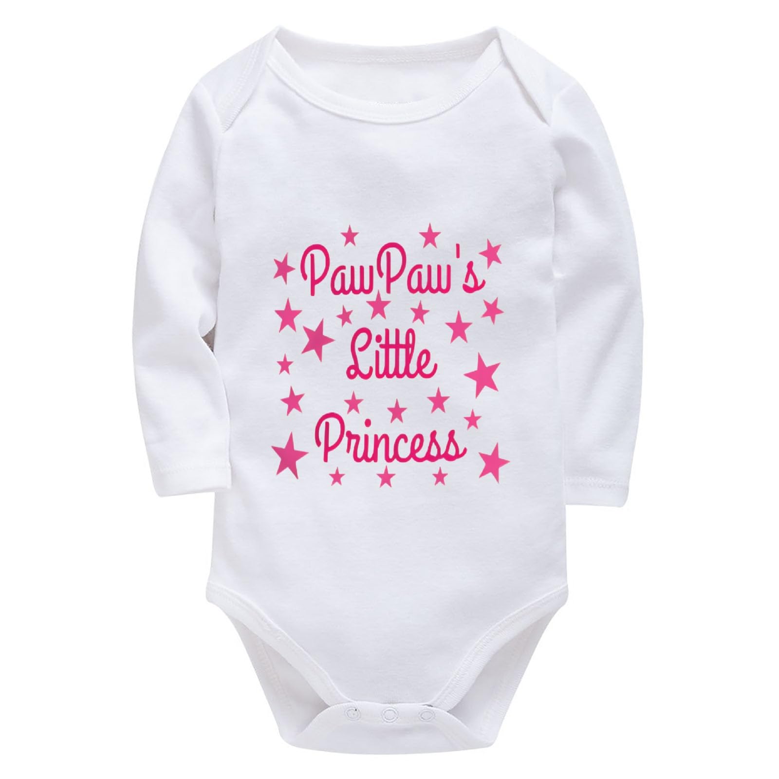 WOOYONGING Pawpaw's Little Princess Unisex Newborn Clothes Long Sleeve Baby Girl Neutral Romper White Baby White Onesie 3-6 Months