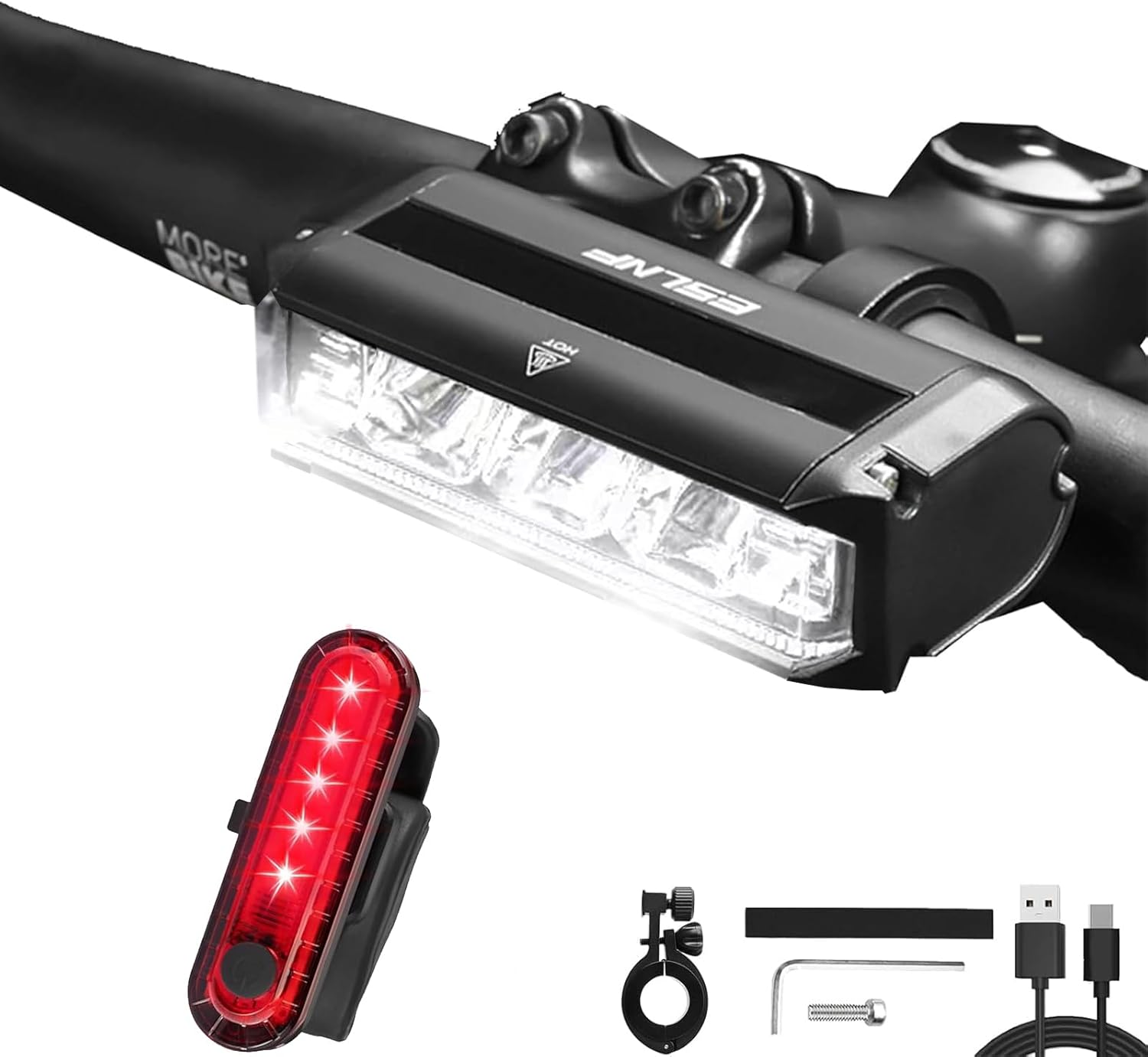 Bright Bike Light, 5 Lighting Modes, IPX5 Waterproof, USB Rechargeable Bicycle Headlight for MTB Off-Road Cycling Commuting