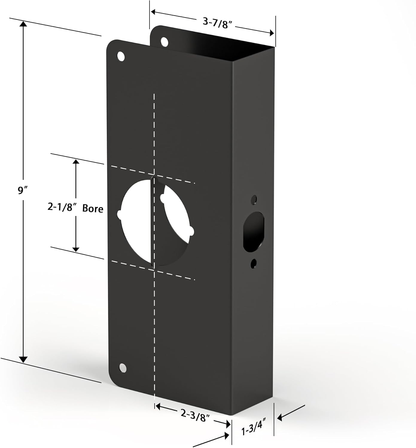 Door Knob Reinforcement Plate, Matte Black, Fits 1-3/4" Doors, 2-3/8" Backset, Door Lock and Door Knob Cover Plate, Deadbolt Cover Plate, Reinforce and Repair Wood or Metal Doors