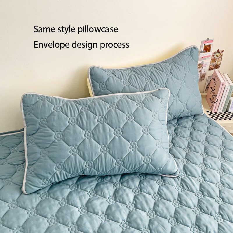 FCLDESHOP Fits Mattress Perfectly Soft Sheet,Thick Quilted Brushed Mattress Protector, Bedroom Hotel Homestay Vacation Home Solid Color Non-Slip Bed Sheets,Pink,150 * 200cm (3pcs)