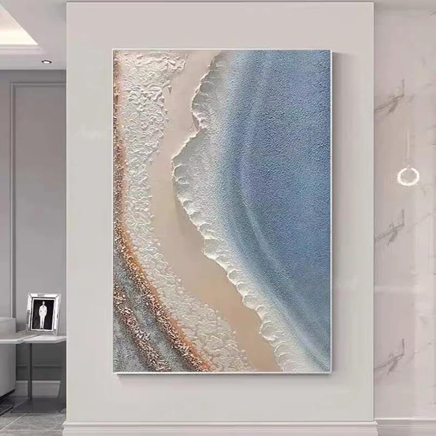 Tableau paysage marin moderne avec vagues océaniques peinture toile abstraite