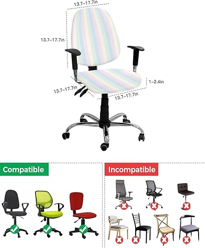 Miniatura 4 de Double Love Juego de 2 fundas para sillas de oficina de computadora, color pastel, fundas elásticas para asiento de silla giratoria de escritorio,