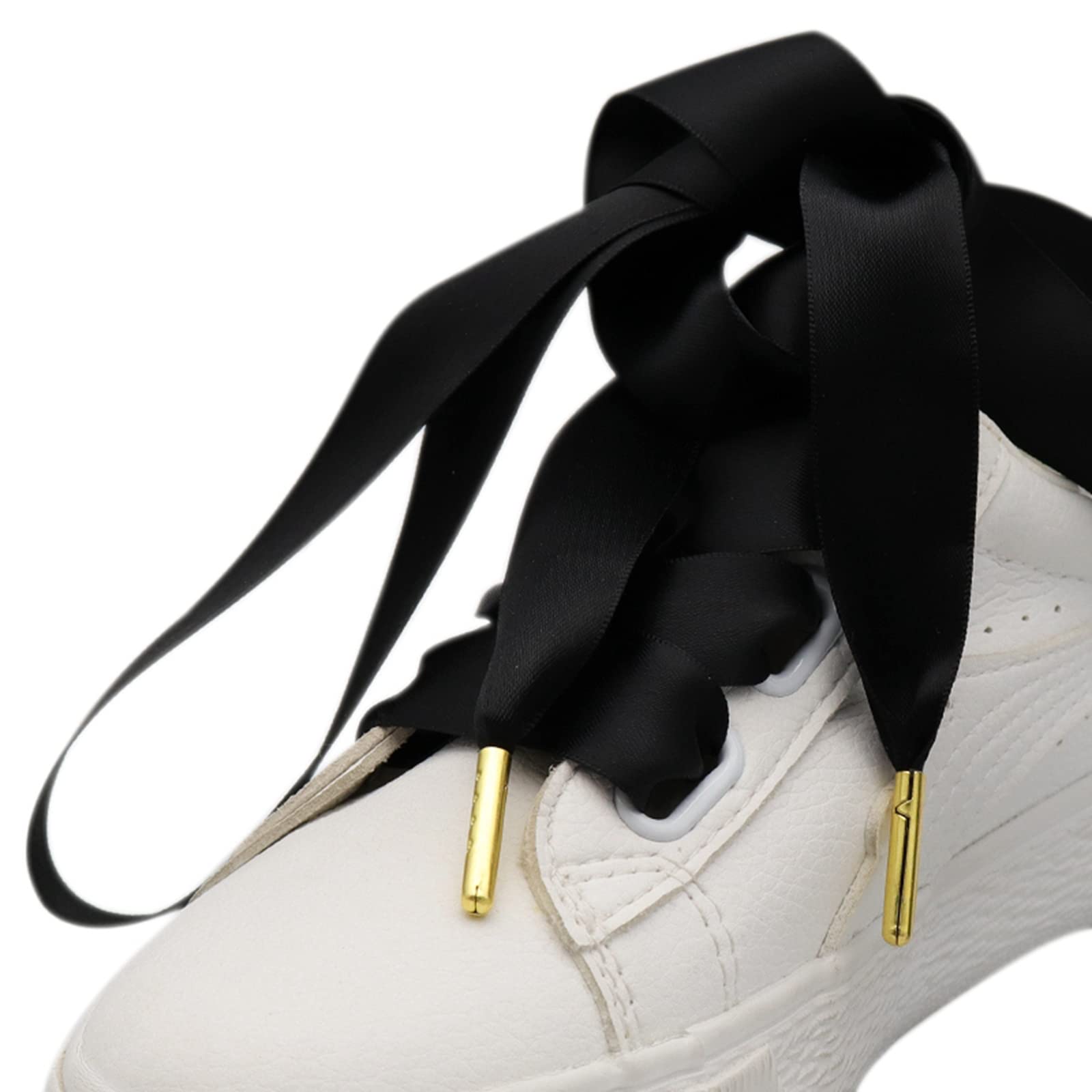 Lacci da scarpe piatti, Lacci elastici for scarpe da ginnastica, scarpe casual, larghezza 2,22 cm, 70-180 cm, poliestere multicolore(White,160cm)