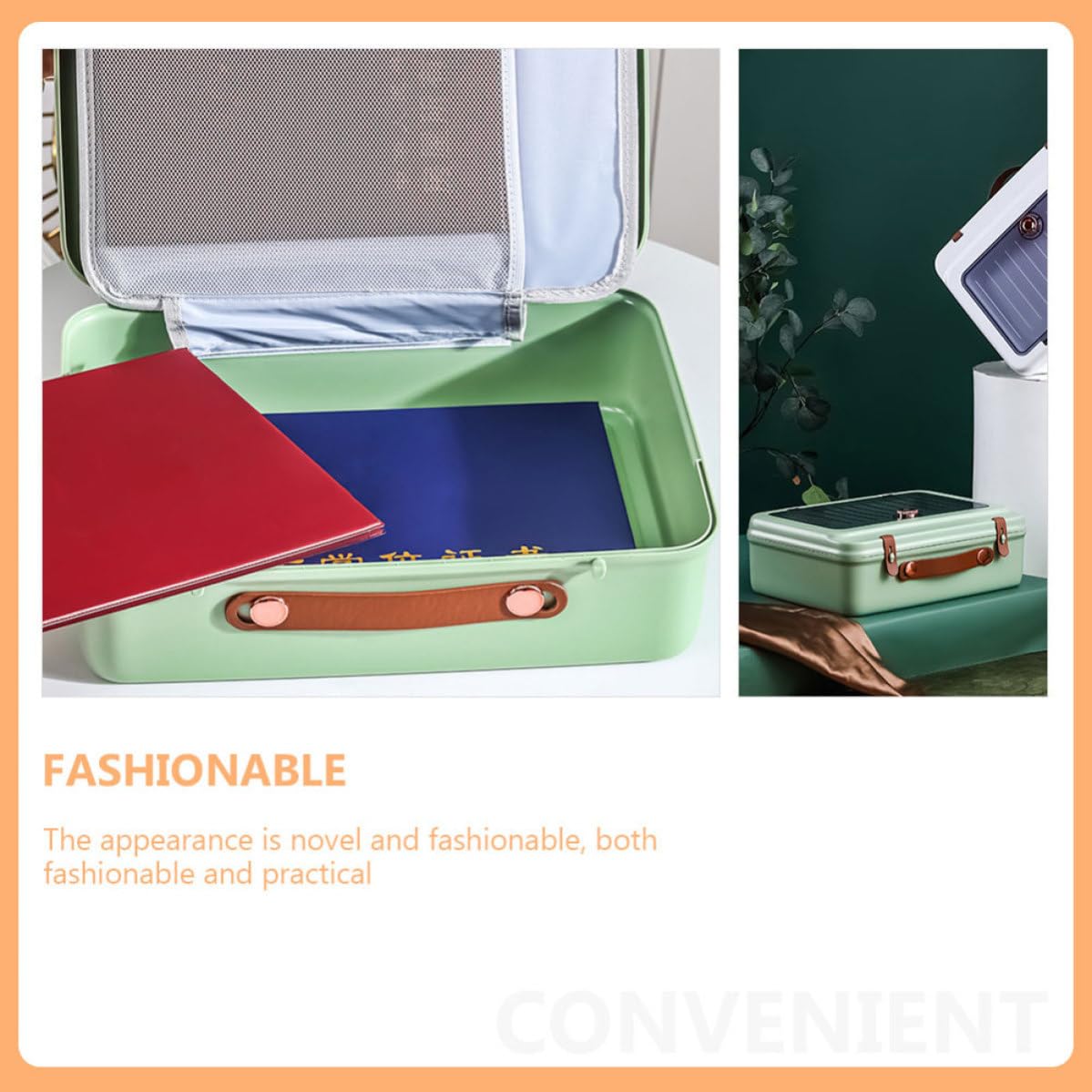 YARNOW Paquet Organisateur de Documents Portable Vert en Abs et Toile Grosse Capacité, Design Multicouche Pratique pour Rangement de Dossiers et Certificats