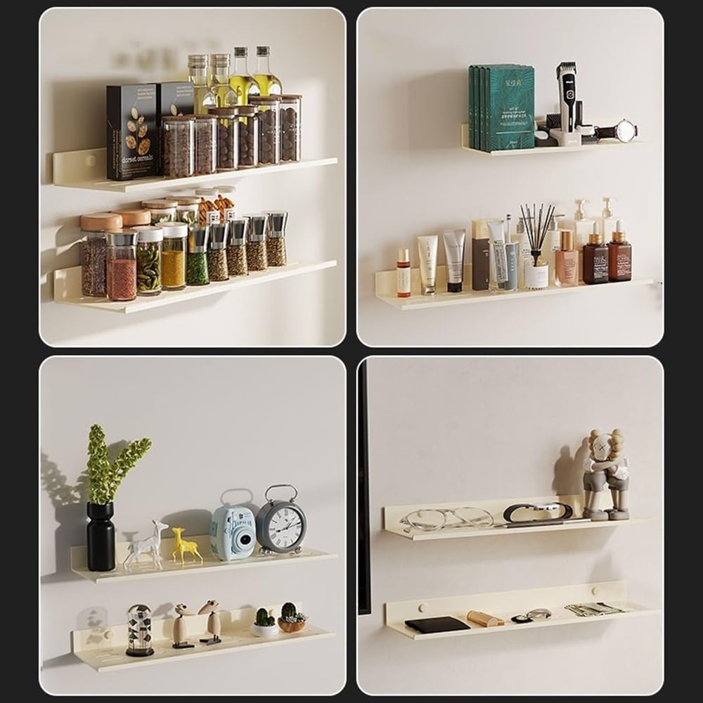 シャワーラック フローティングバスルームシェルフ ドリル不要 アルミ製シャワーキャディ リップと排水口付き 壁掛けディスプレイシェル